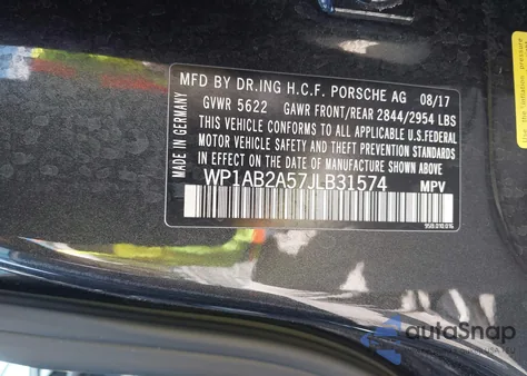2018 Porsche Macan S from USA, damaged, VIN WP1AB2A57JLB31574